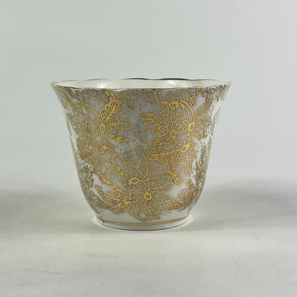 Colclough England Genuine Bone China Teacup Saucer Set Black Gold Floral Pattern - Picture 3 of 16